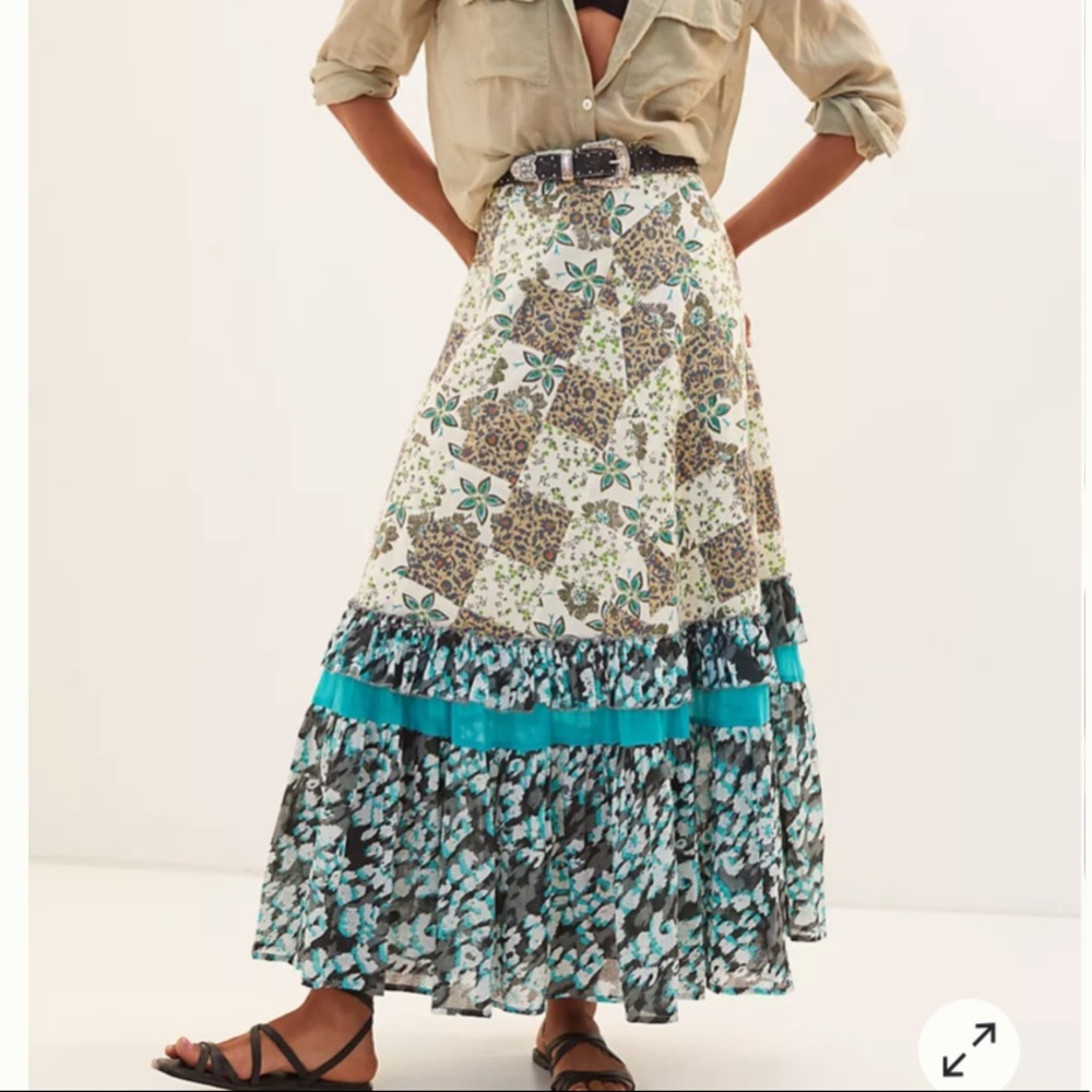 Floral Patchwork Maxi Skirt